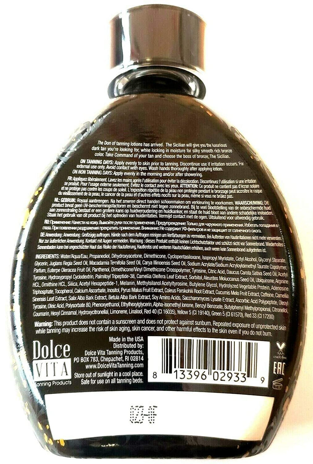 The Sicilian 200X Dark Bronzer lotion pump highlights easy, even application.