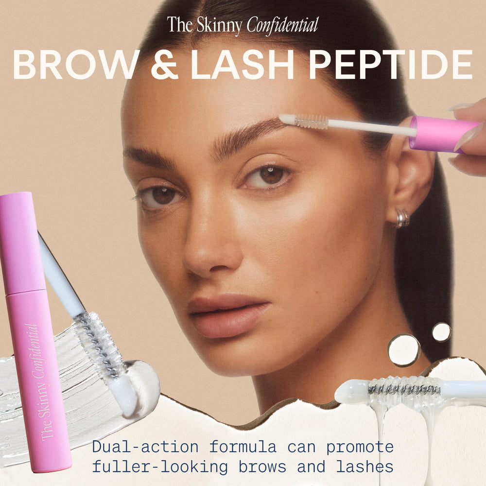 The Skinny Confidential Brow Peptide lash-application for reinforcing lash and brow vitality.