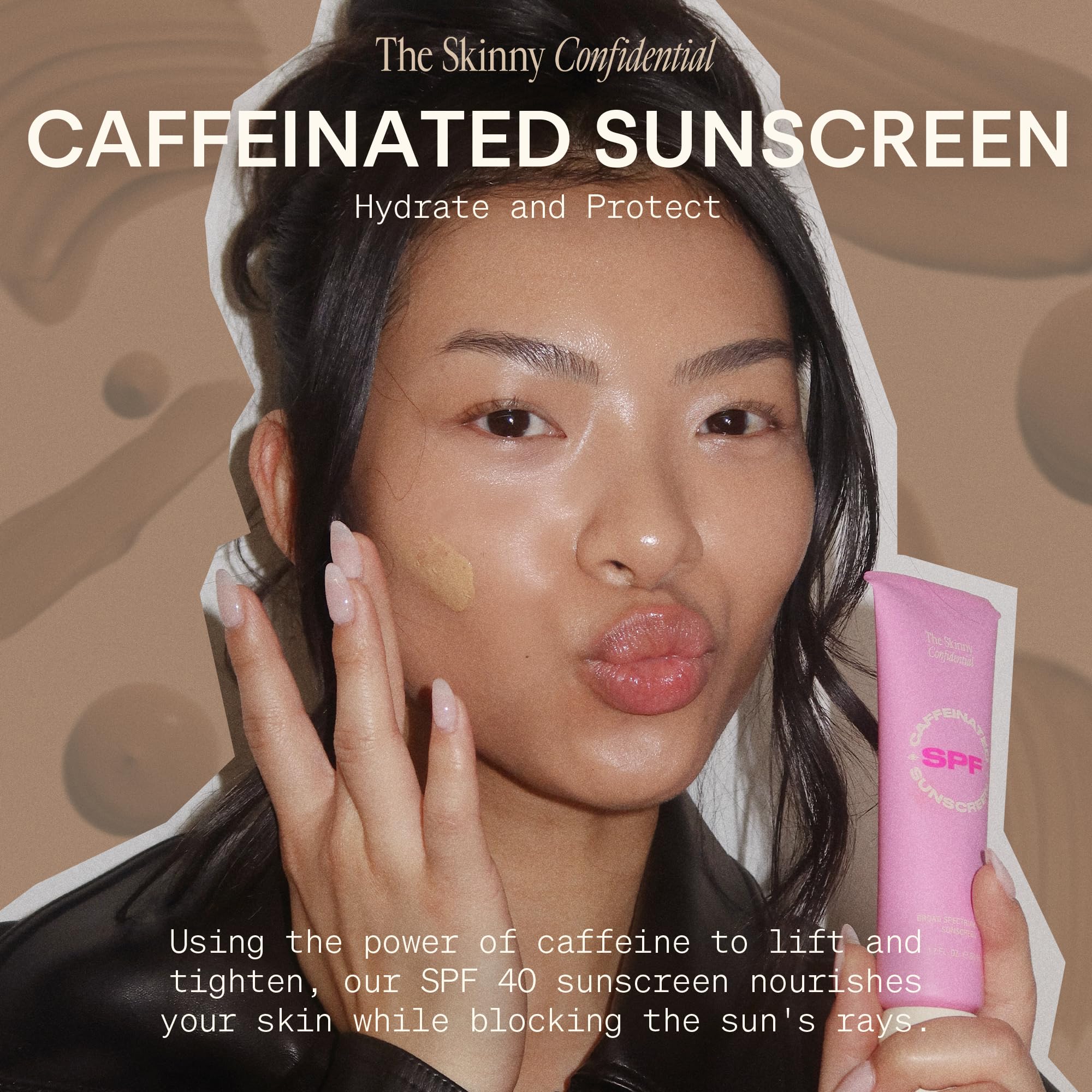 The Skinny Confidential tinted sunscreen during application for an even skin tone.