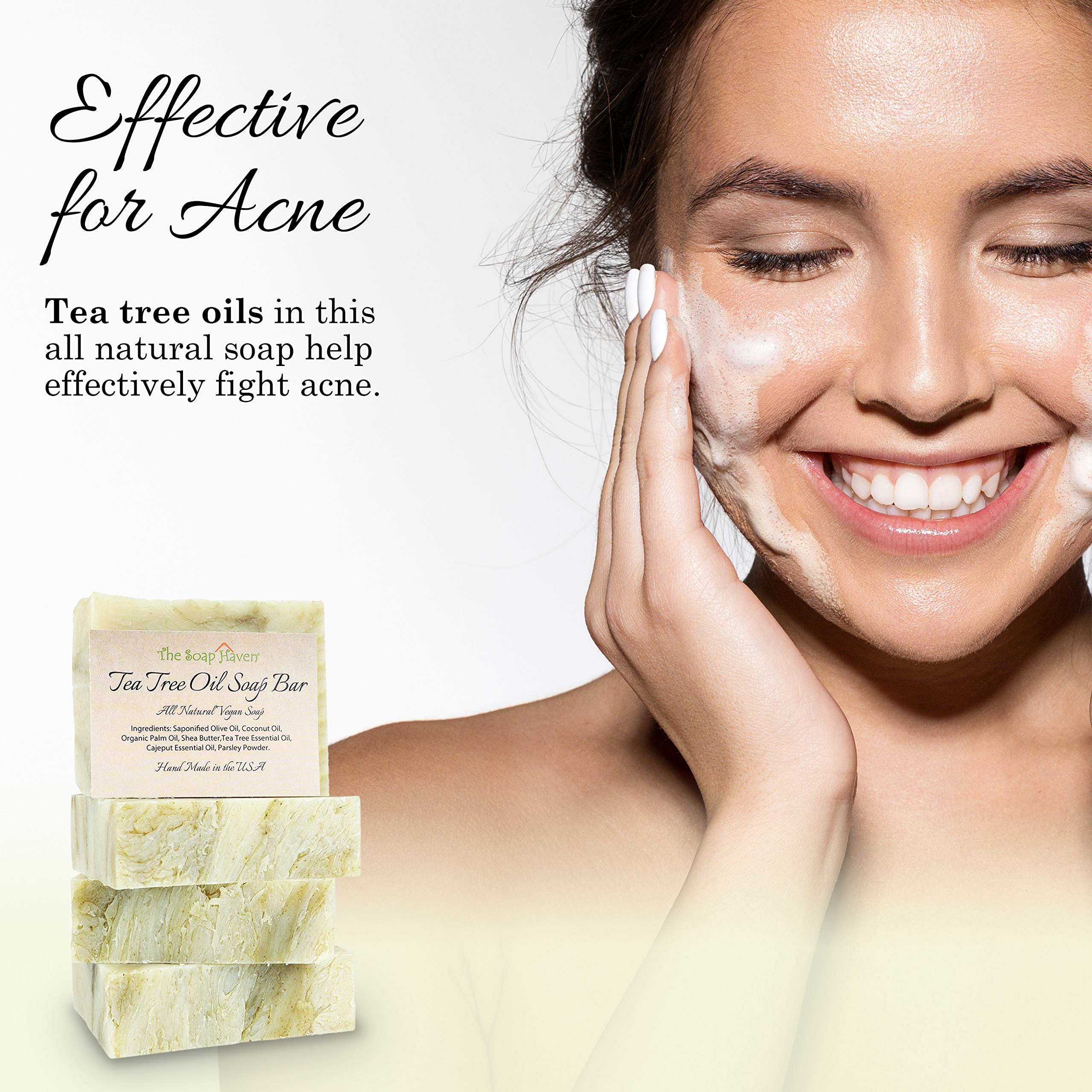 The Soap Haven tea tree soap bar for face usage demonstrating gentle cleansing