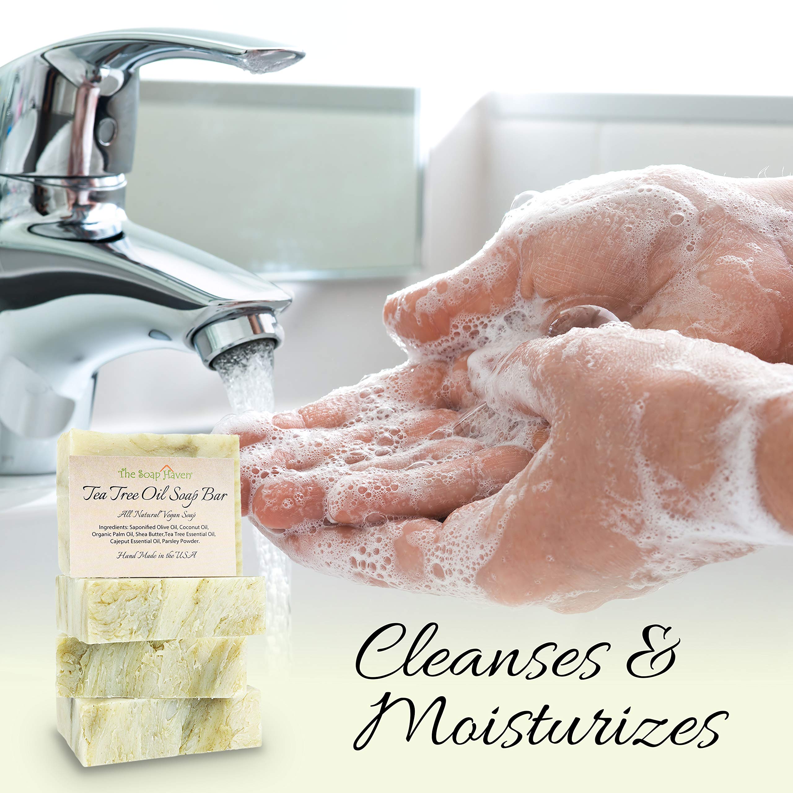 The Soap Haven tea tree soap bar hands and body application benefits