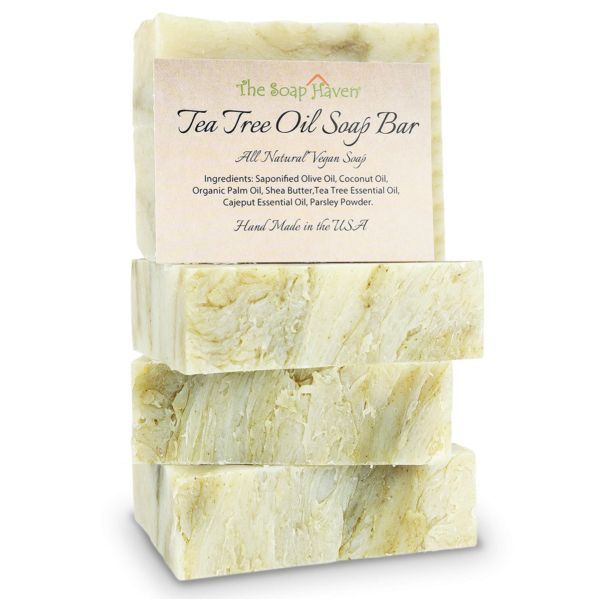 The Soap Haven tea tree soap bar pack with four large bars for versatile cleansing