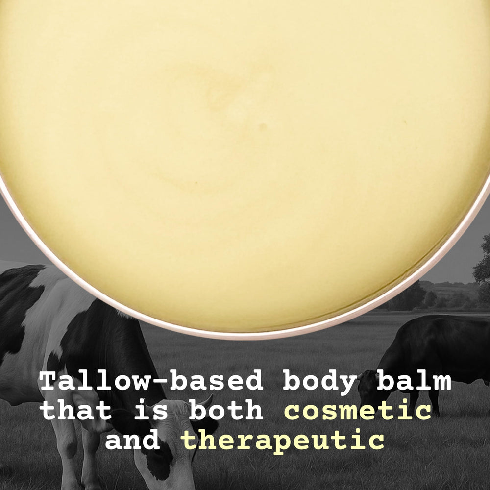 The Tallowed Truth F-Balm on face and body demonstrates versatile hydration.