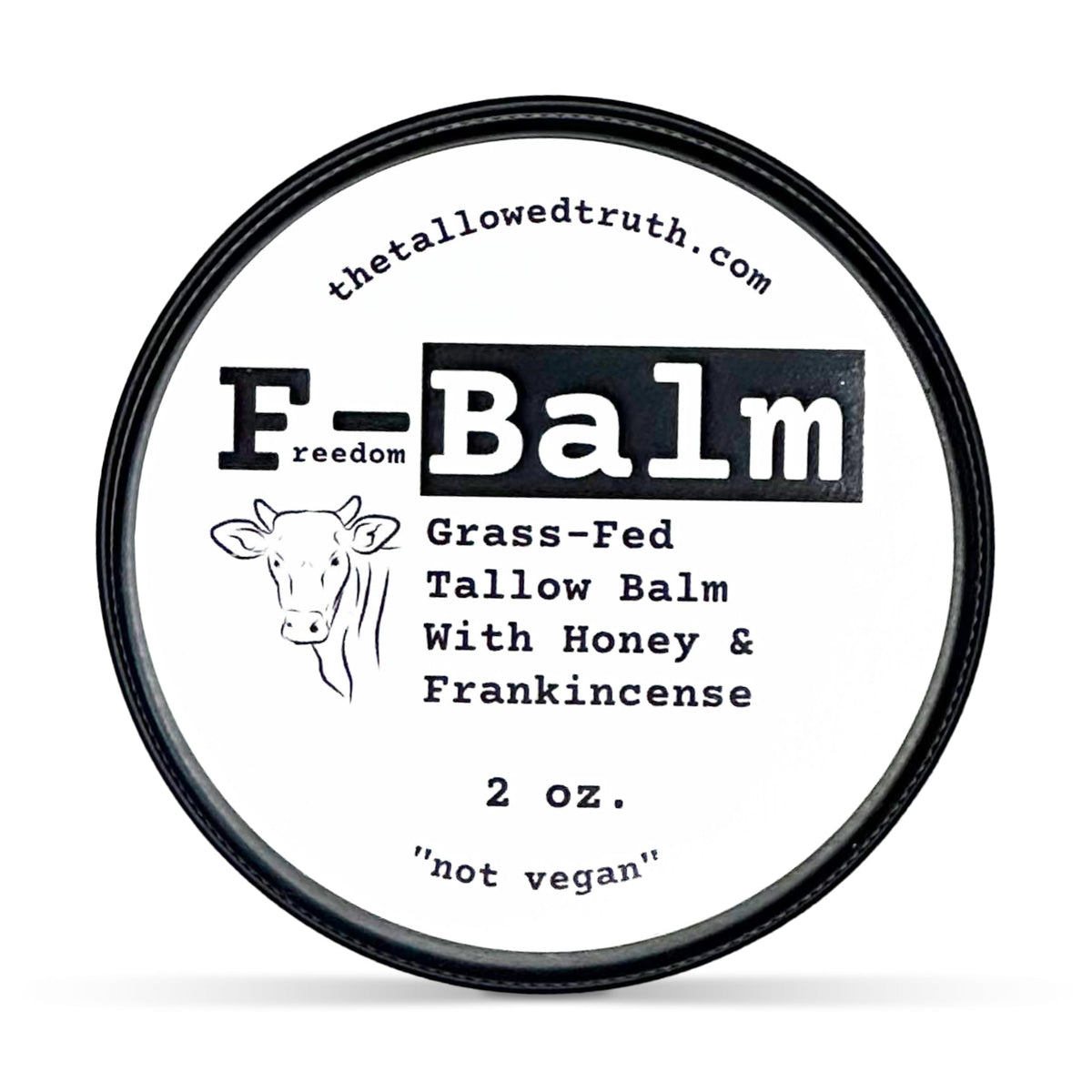 The Tallowed Truth F-Balm jar close-up shows creamy texture for daily moisturization