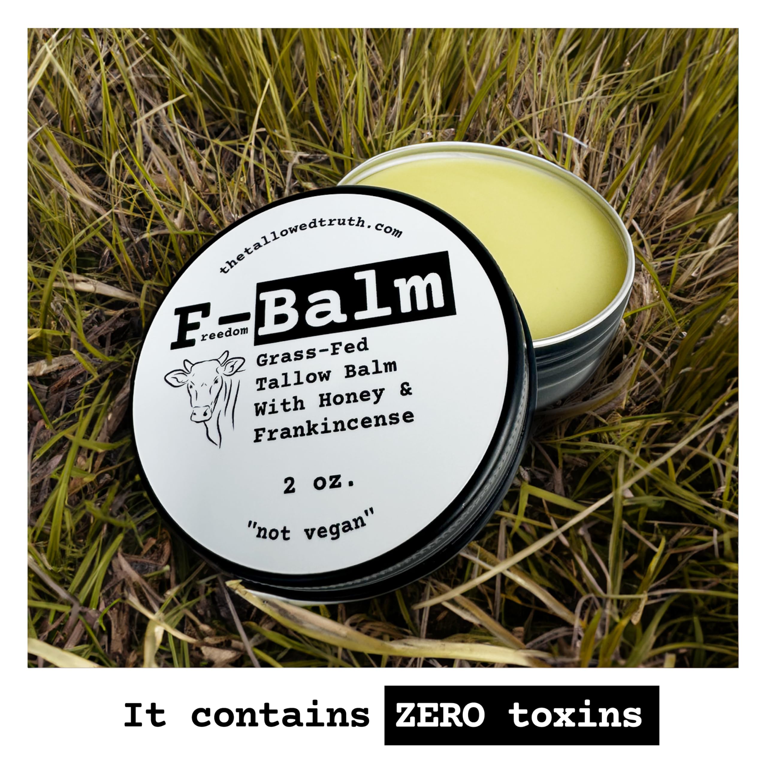 The Tallowed Truth F-Balm Original applied to the face for daily hydration.