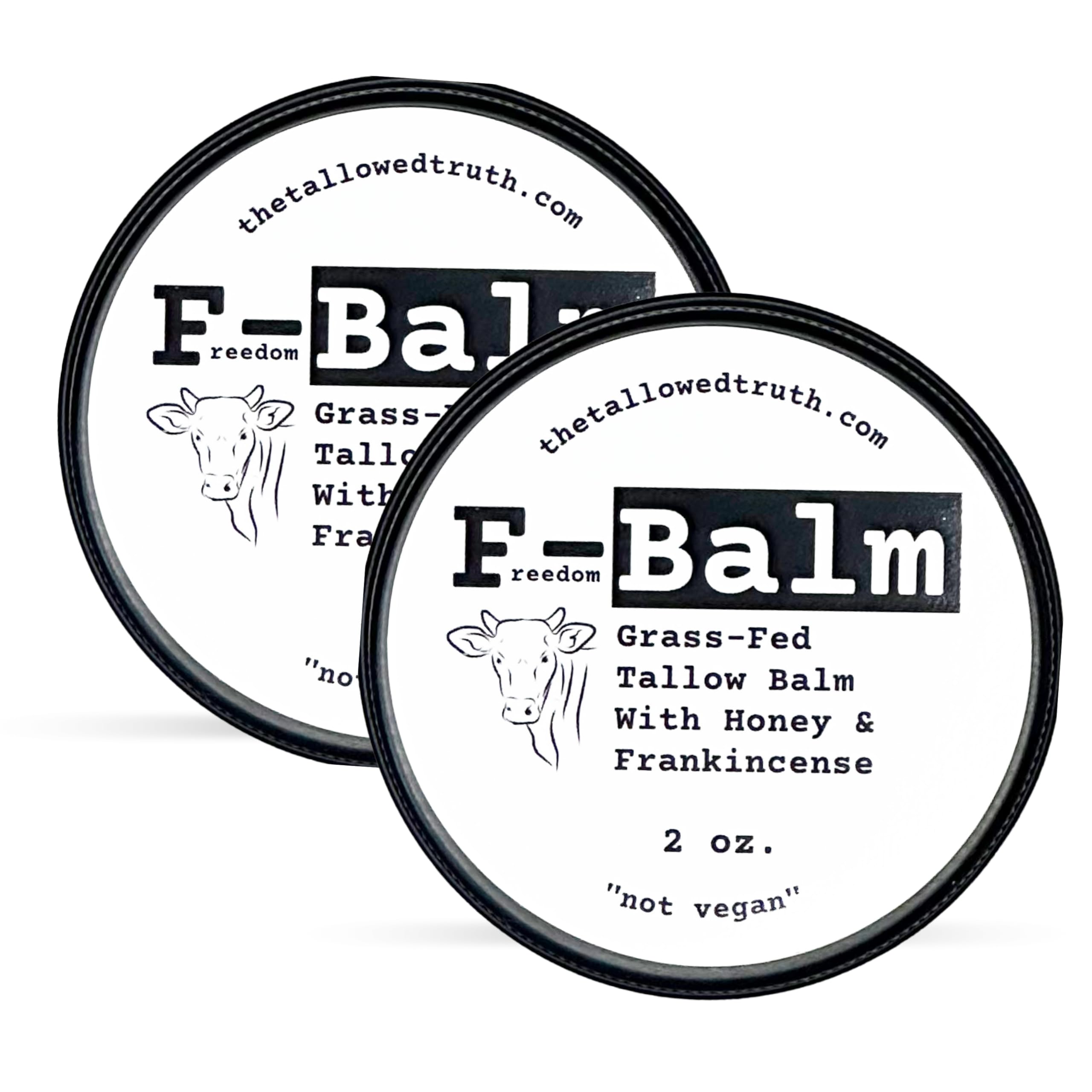 The Tallowed Truth F-Balm Original two-pack on display for daily facial and body hydration.