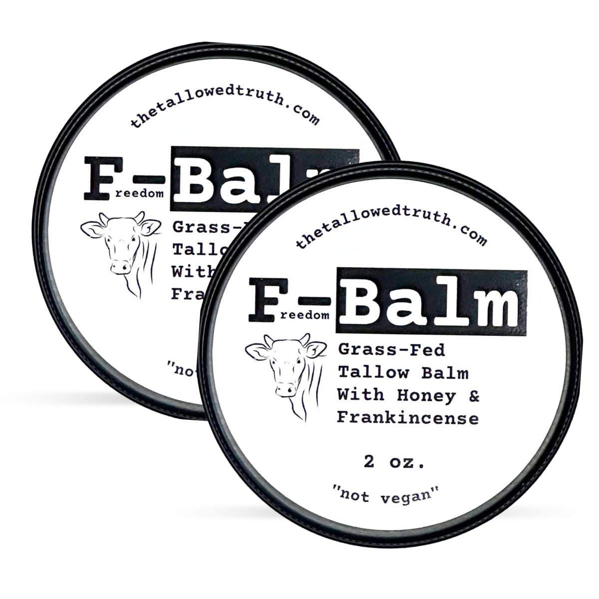 The Tallowed Truth F-Balm Original two-pack on display for daily facial and body hydration.