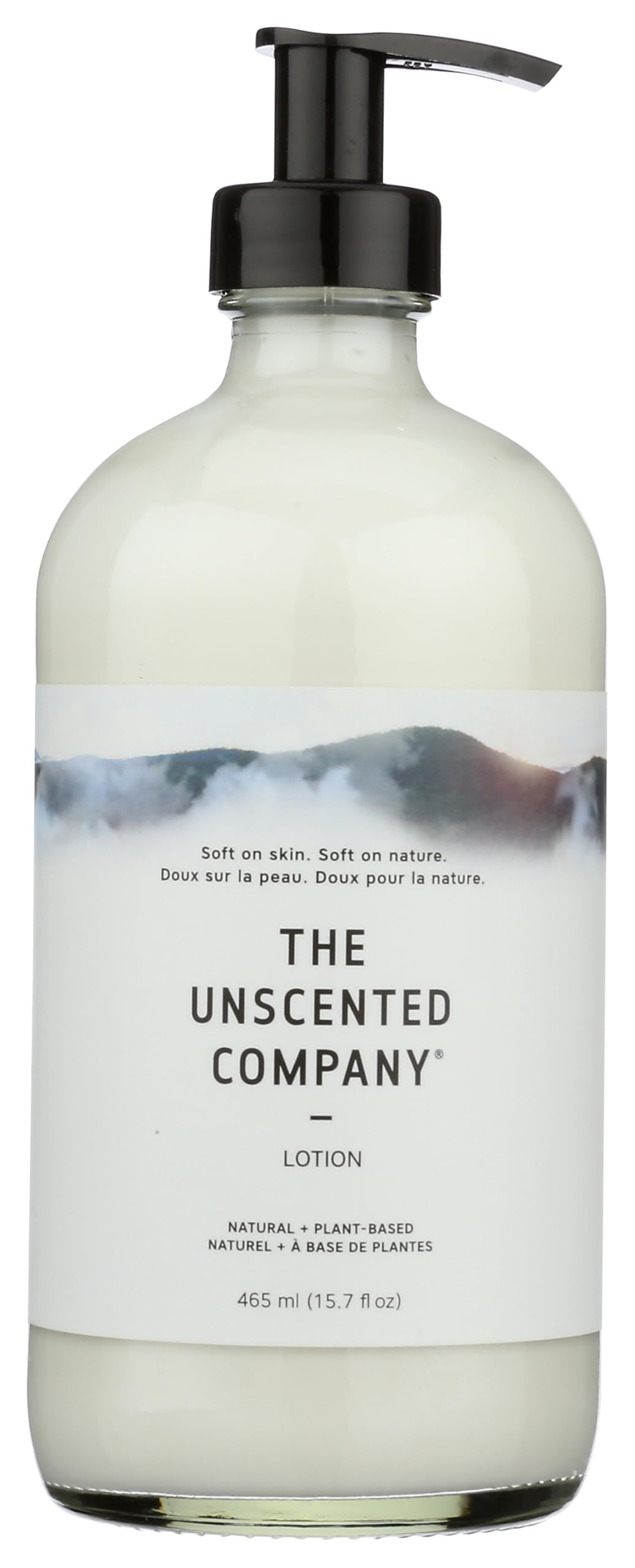The Unscented Company unscented lotion bottle front shows fragrance-free hydration for sensitive skin.