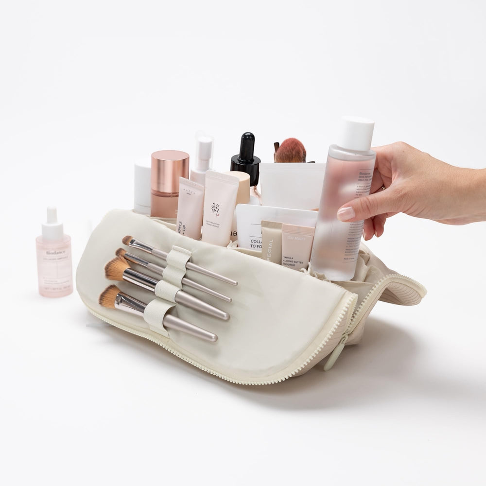 THE VERTI multipurpose use-case with makeup, skincare, and grooming tools.