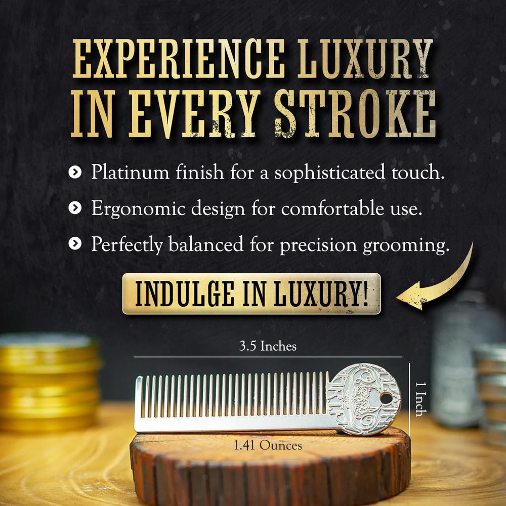 THE VINTAGE GROOMING CO Durable metal construction of beard comb for long-lasting use