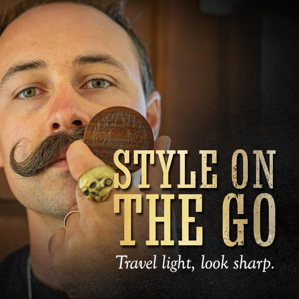 The Vintage Grooming Co handmade wooden comb and brush set enhances beard detangling and shine.