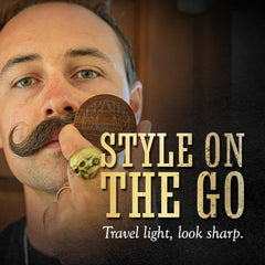The Vintage Grooming Co handmade wooden comb and brush set enhances beard detangling and shine.