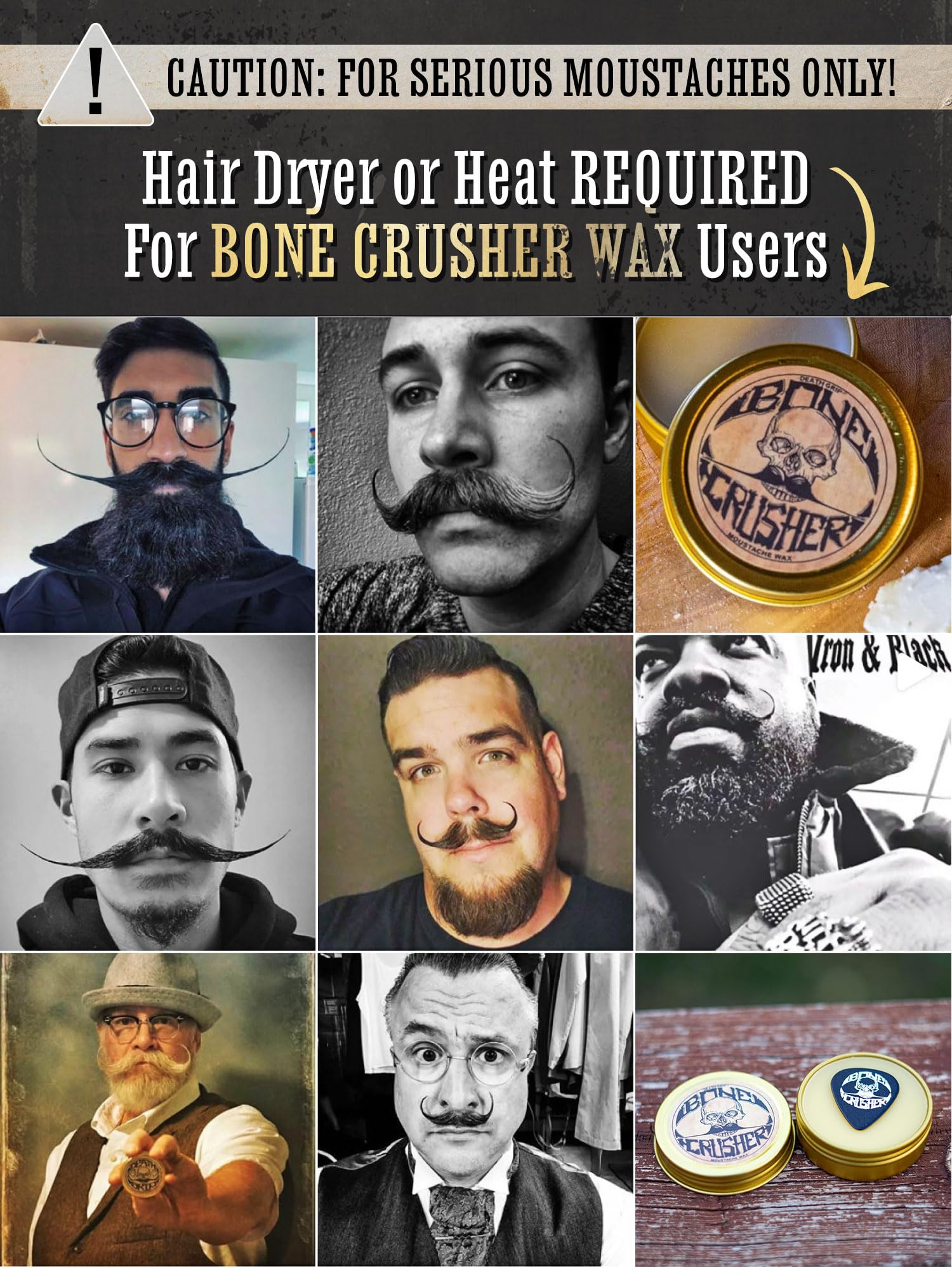 The Vintage Grooming Co 1oz tin during heat or humidity for easy softening and styling.