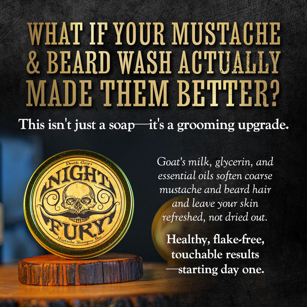 Night Fury shampoo bar lather by The Vintage Grooming Co. demonstrates creamy cleansing foam.