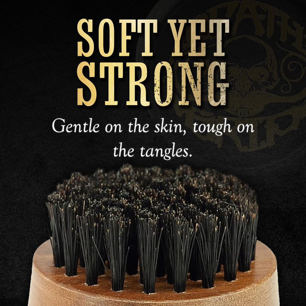 The Vintage Grooming Co on-the-go styling brush fits in any bag for quick touch-ups.