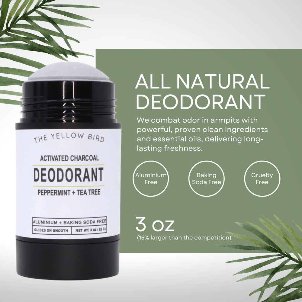 The Yellow Bird activated charcoal powder illustrates odor-control with natural ingredients.