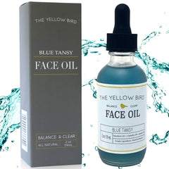 The Yellow Bird Balancing Blue Tansy Face Oil bottle for daily hydration and glow.