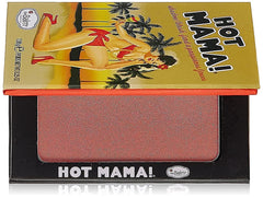 theBalm Hot Mama compact closeup, peachy-pink blush and subtle highlighter for radiant cheeks.