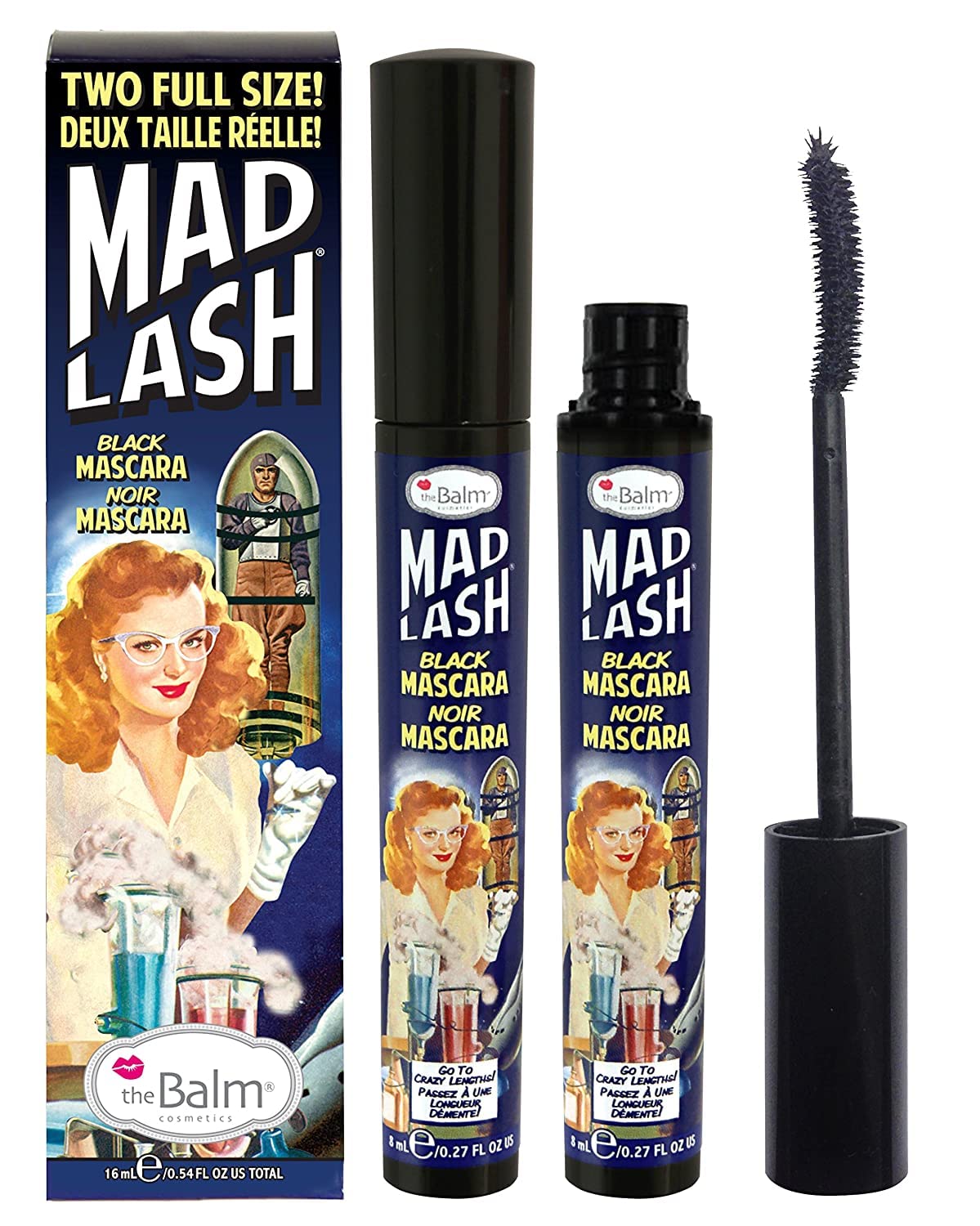 theBalm Mad Lash mascara brush close-up showing volumizing wand for lush lashes