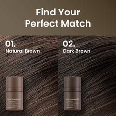 The Face Shop Quick Hair Puff Natural Brown blends with hair for subtle coverage.