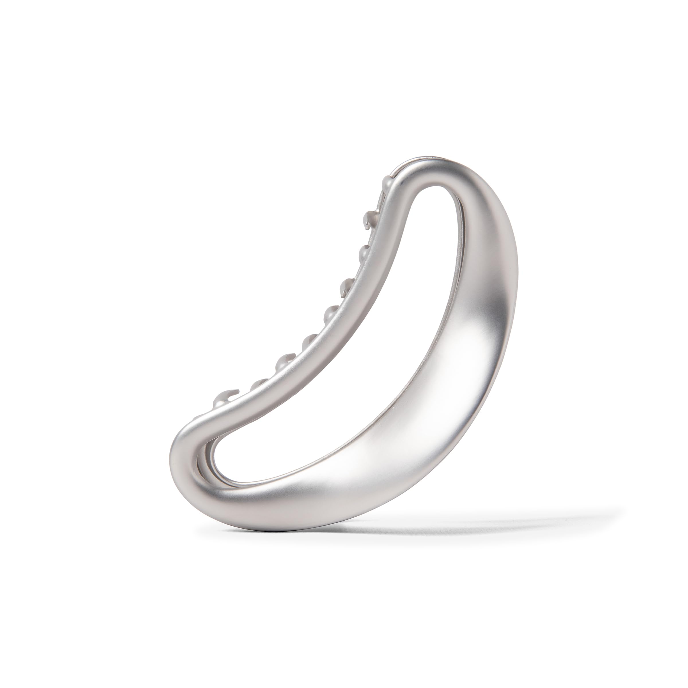 The Hair Edit Sculpted Silver Claw Clip front view showcases a modern abstract silhouette for everyday style.