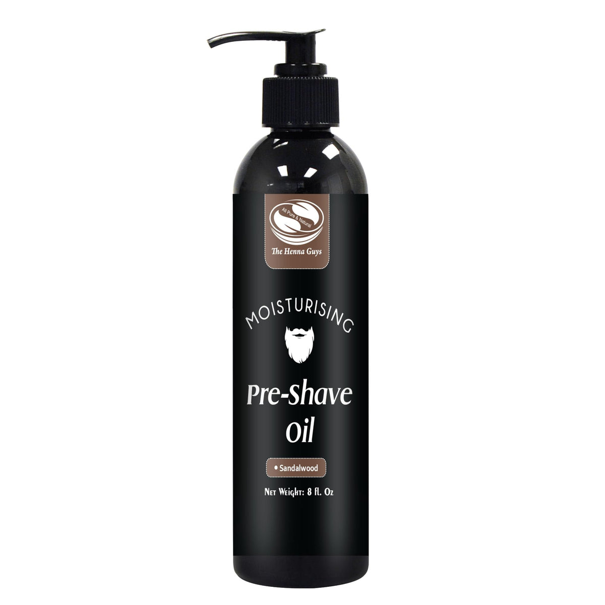 The Henna Guys pre-shave oil bottle pour promotes smooth glide and hydrated skin