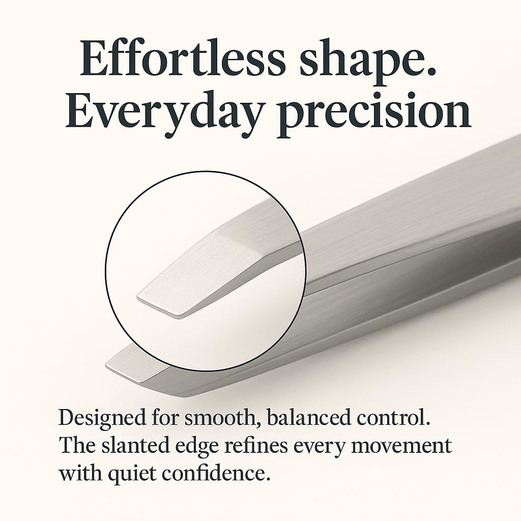 THEMOA precision tweezers in eyebrow-use image enable accurate hair removal.