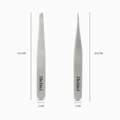 THEMOA pointed-tip tweezers close-up for precision plucking of fine hairs.