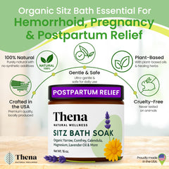 THENA packaging box highlighting 19-in-1 formula for postpartum comfort.