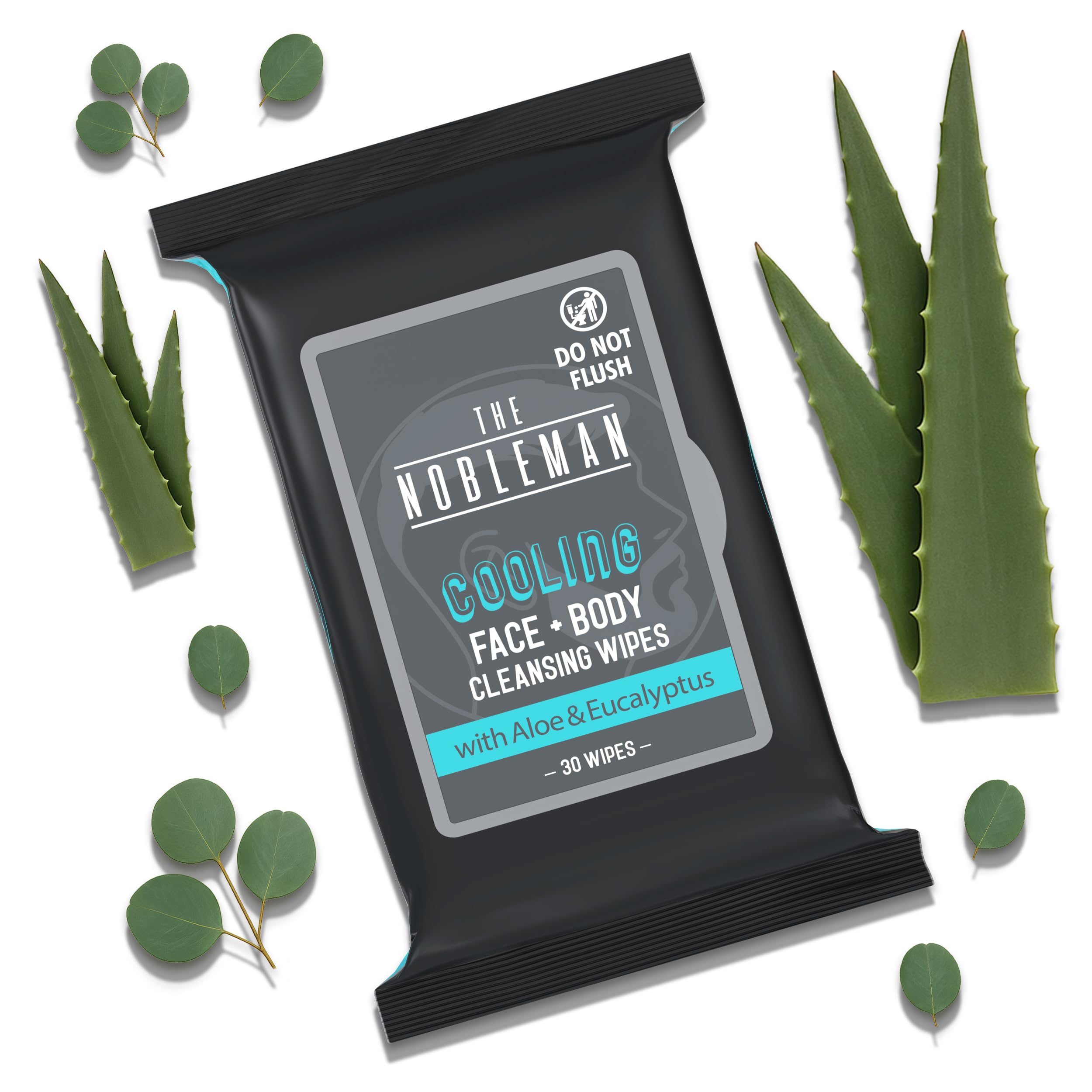 The Nobleman wipes applied on face demonstrates quick cooling cleanse after workouts.