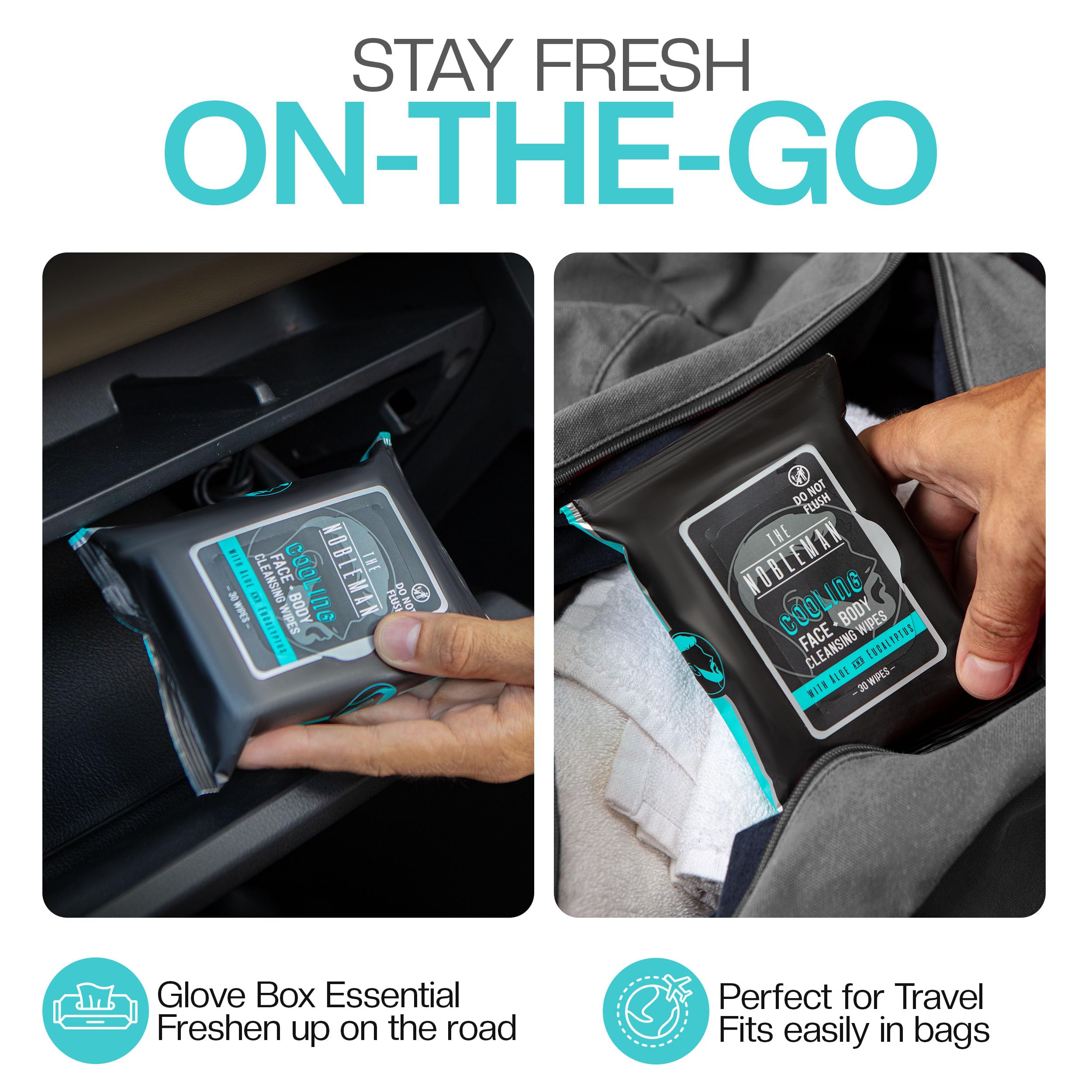 The Nobleman wipes for body-use, perfect for post-gyms or outdoor adventures.