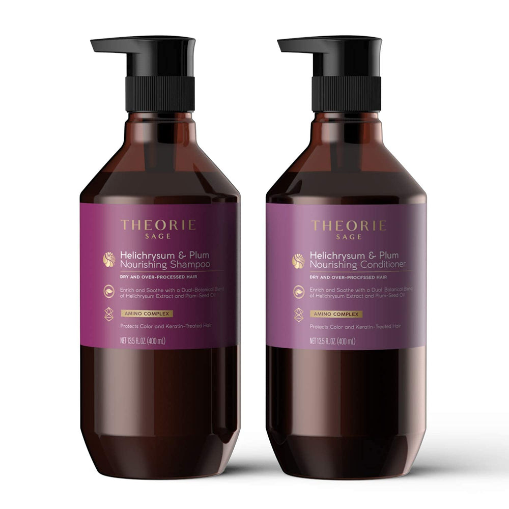Theorie Helichrysum & Plum conditioner being applied during routine detangling.