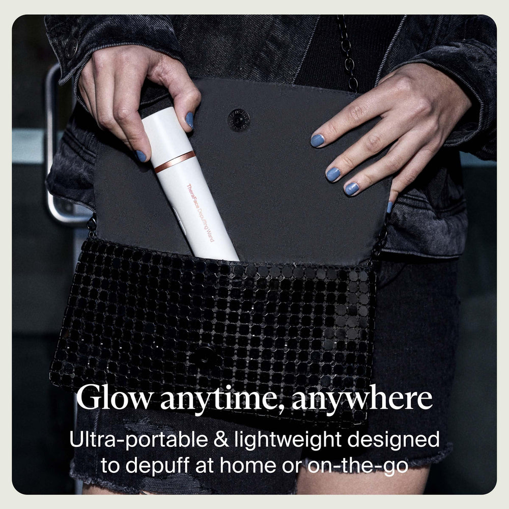 TheraFace contoured applicator tip gliding smoothly across facial skin.