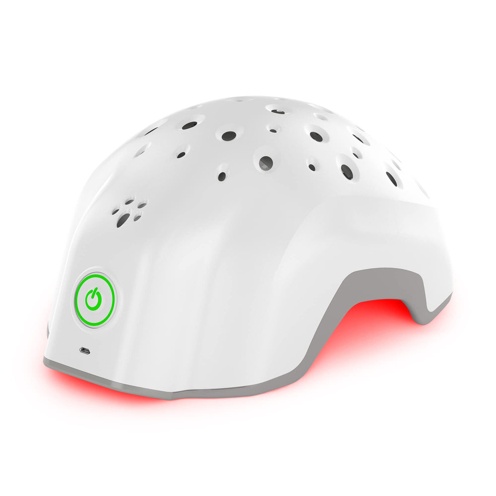 Theradome EVO LH40 helmet front view for hands-free scalp care during routine.