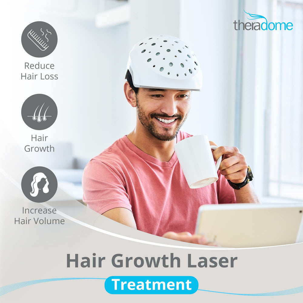 Theradome EVO LH40 helmet side view highlighting ergonomic design for comfortable at-home sessions.