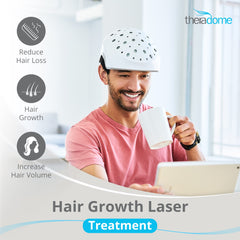 Theradome EVO LH40 helmet side view highlighting ergonomic design for comfortable at-home sessions.