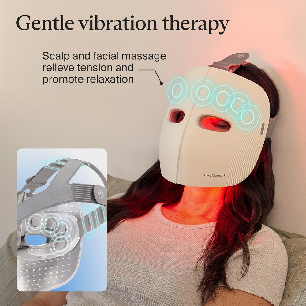 TheraFace brand logo close-up reinforces premium wellness device