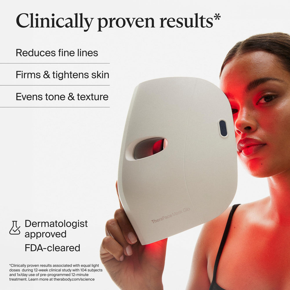 TheraFace Glo LED panel closeup illustrating PrecisionLED for consistent treatment