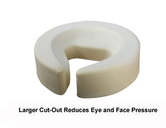 Therapist’s Choice headrest features a larger eye cut-out to reduce pressure.