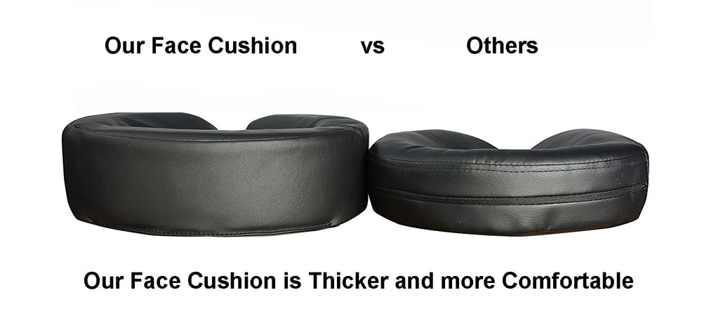 Therapist’s Choice headrest close-up shows soft memory-foam feel for head comfort.