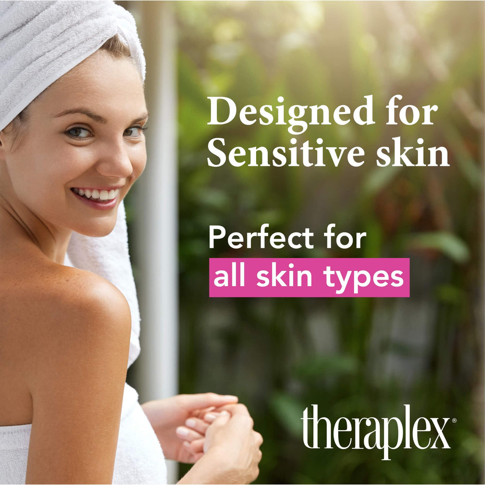 After-shower application demonstrates even, quick-absorbing hydration from Theraplex Clear Lotion Spray.