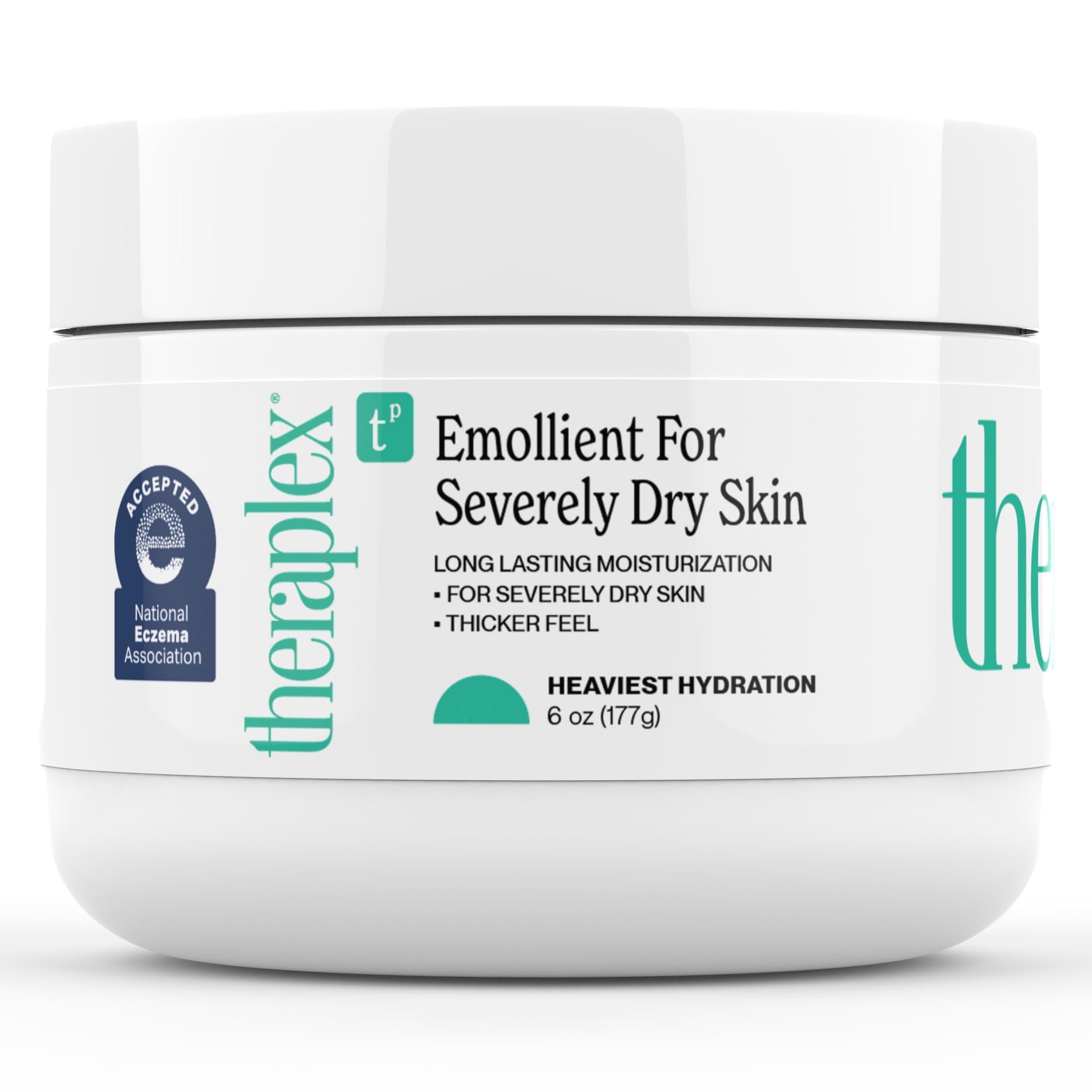 Theraplex Emollient Cream label shows fragrance-free formula for sensitive, dry skin relief.