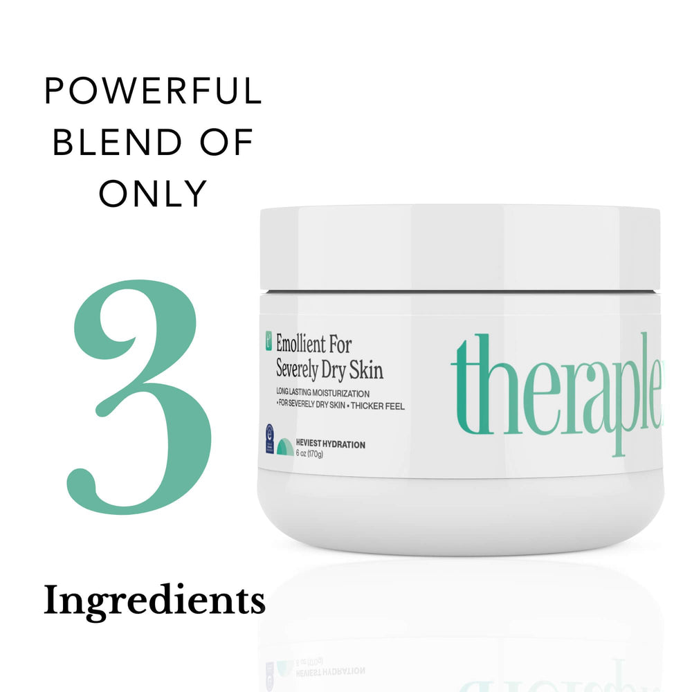 Theraplex Emollient Cream applied to rough feet and heels.