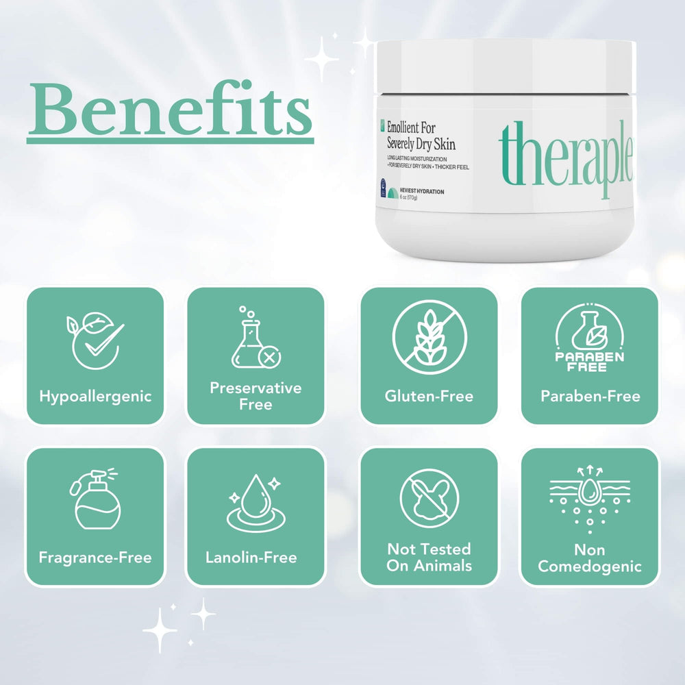 Hands applying Theraplexient Emollient Cream to very dry skin.