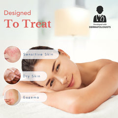 Theraplex Hydro Lotion label closeup highlighting hypoallergenic and preservative-free formula for eczema-prone users