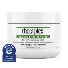 Theraplex Skin Barrier Balm tube close-up highlighting non-greasy, soothing hydration.