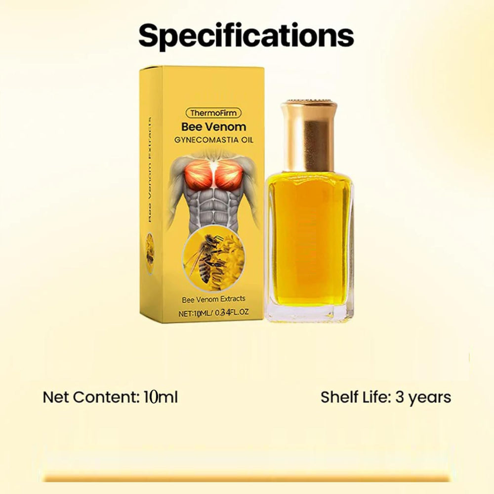 TRWLCFF ThermoFirm Bee Venom Oil label close-up highlighting natural formulation.