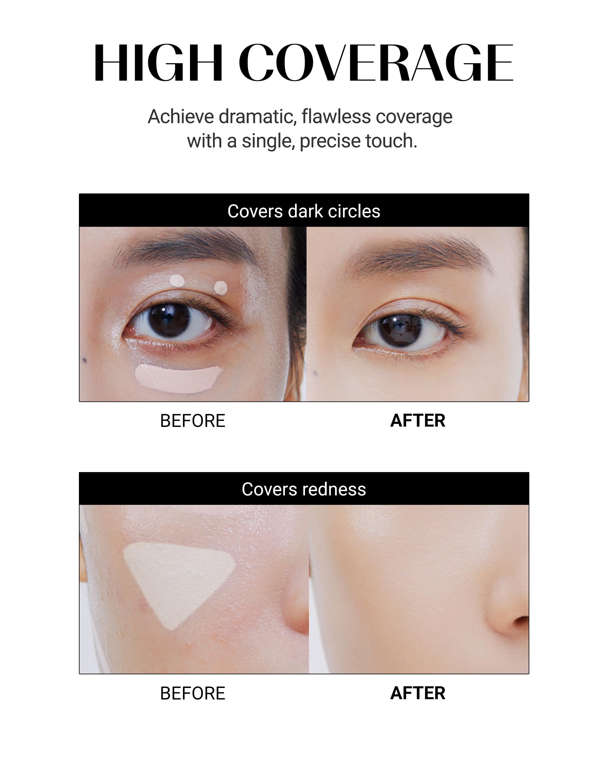 THESAEM Concealer packaging flatlay highlights three shades and the built-in sponge tip.