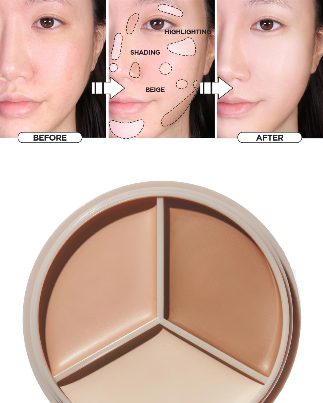 THESAEM Cover Perfection swatches display natural beige and luminous highlight for depth