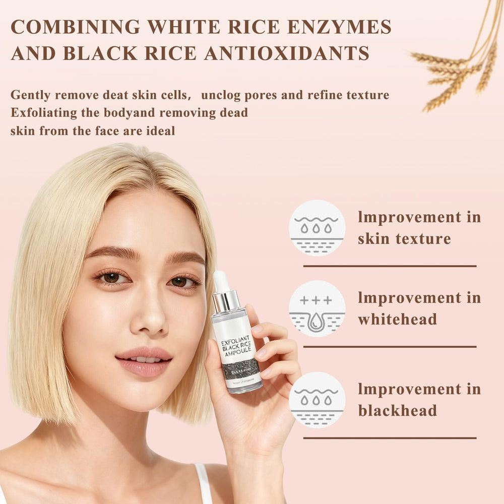 THESHYING Black rice exfoliant texture close-up highlights gentle resurfacing.